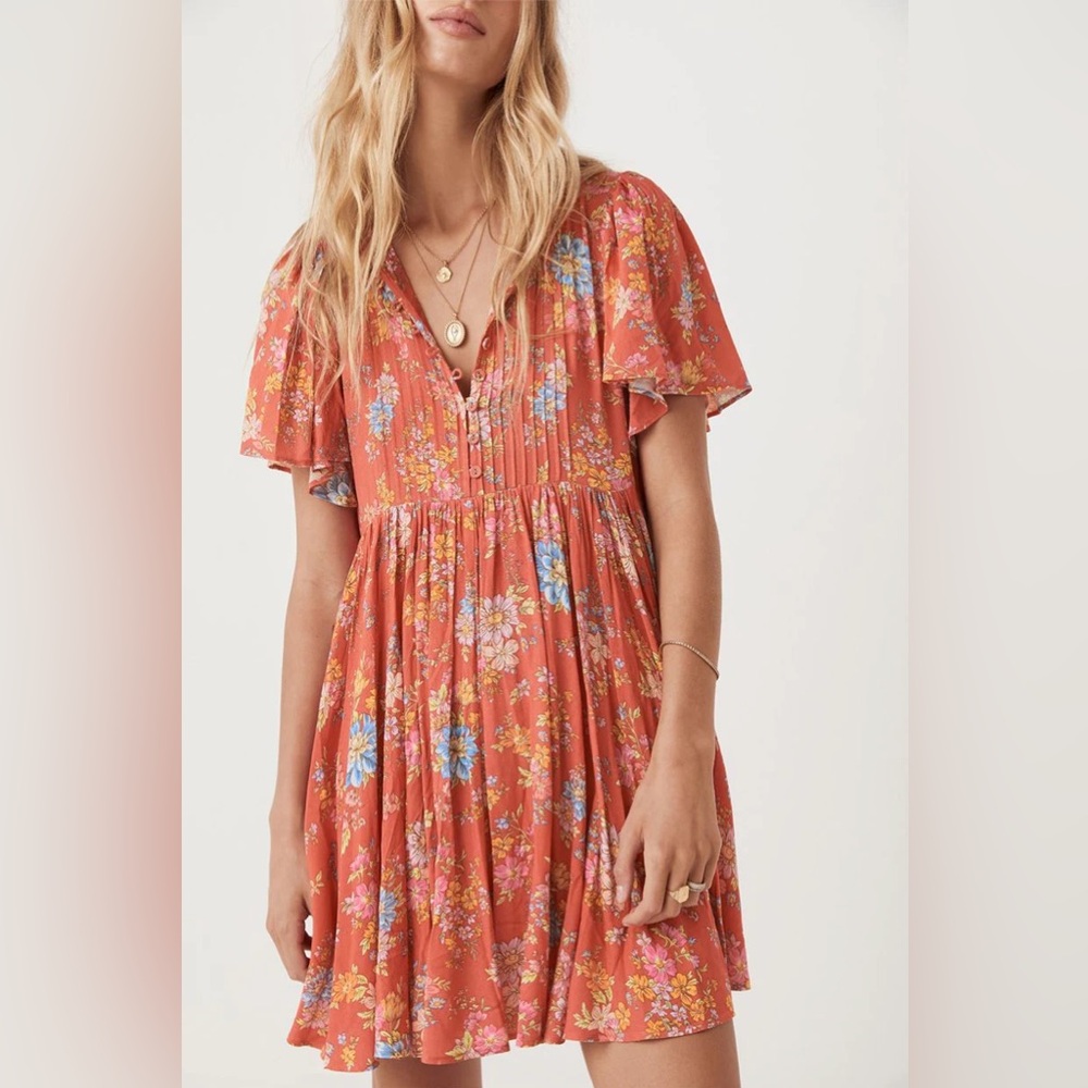 Spell Red Floral Meadowland Mini Dress